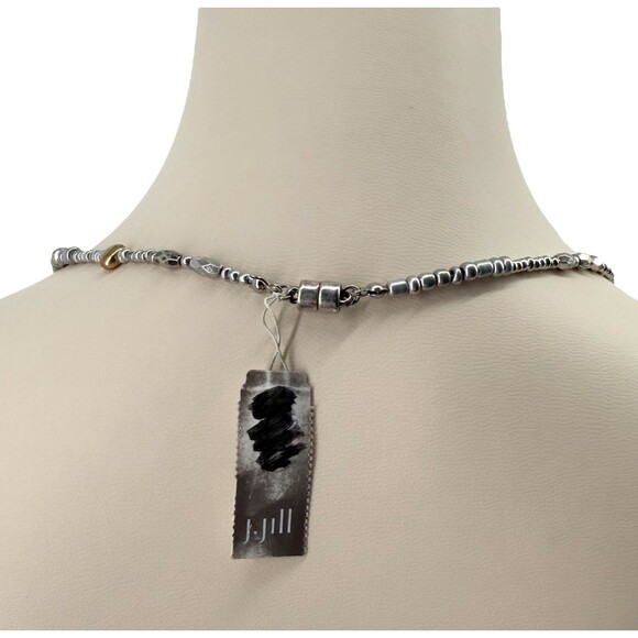 J. Jill Beaded Necklace Pomegranate Pearl Pear Charm Long Silver Gold Tone Boho - Picture 12 of 13